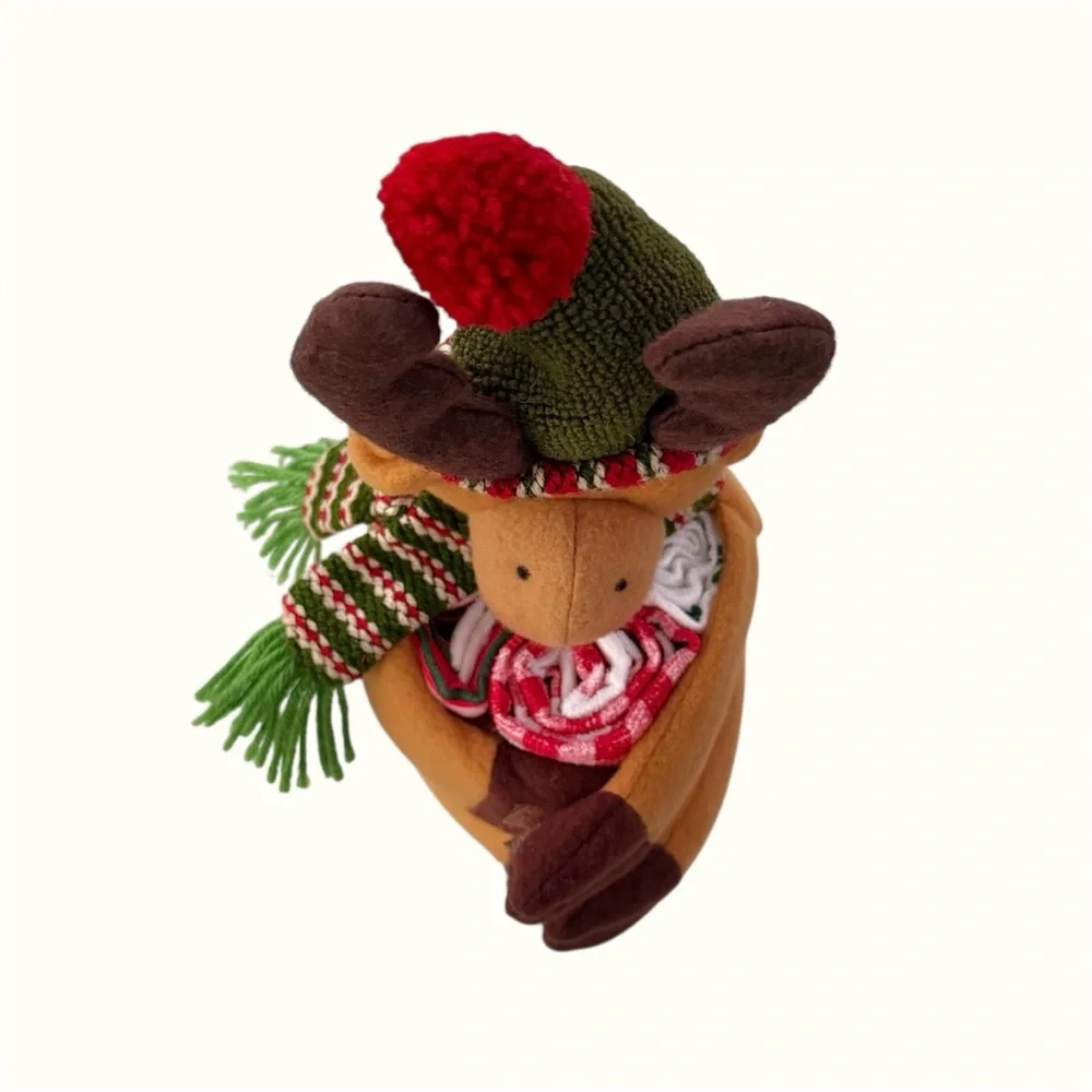 Plush Reindeer Hand Towel Holder with Three Hand Towels